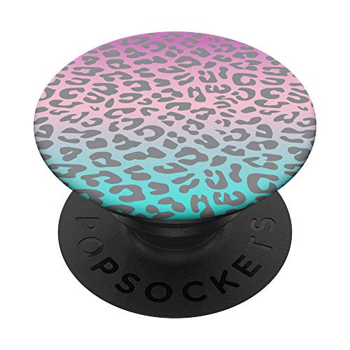 Teal Blue Purple Ombre Leopard Cheetah Animal Print PopSockets PopGrip: Swappable Grip for Phones  and  Tablets