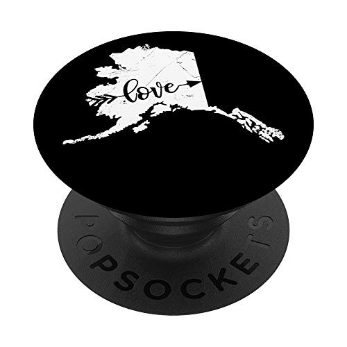 Alaska Love Gypsy Arrow Distressed State Map Outline PopSockets PopGrip: Swappable Grip for Phones  and  Tablets