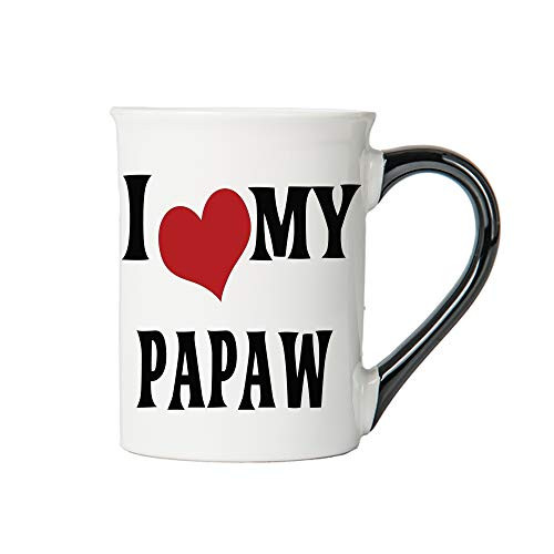Cottage Creek Coffee Mug- I Love My Papaw Mug- Large Ceramic 18oz Papaw Coffee Mug with Black Handle- Papaw Gifts -White-