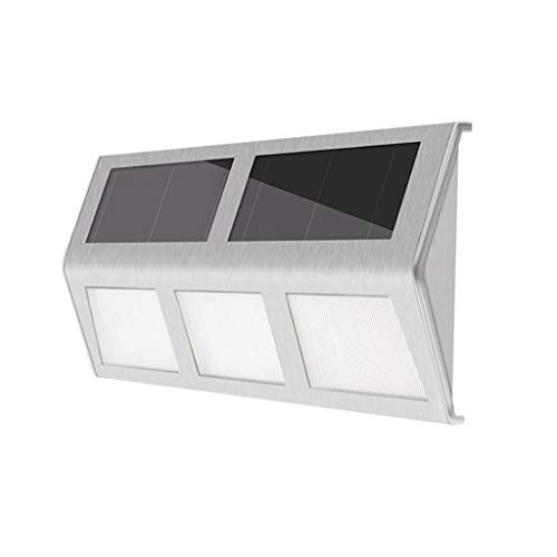 FAKEME Solar Deck Lights Bright 6 LED Stair Lights Waterproof Stainless Steel Fence Lights Outdoor Solar Powered Lamp for Patio Walkway Garden Fences Pathway - Warm Light