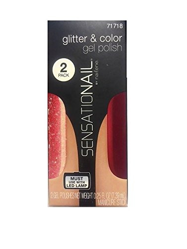 Sensationail Glitter  and  Color Gel Polish 71718 Red Glitter  and  Royal Ruby -Net Wt 0.25 Oz- by Nailene