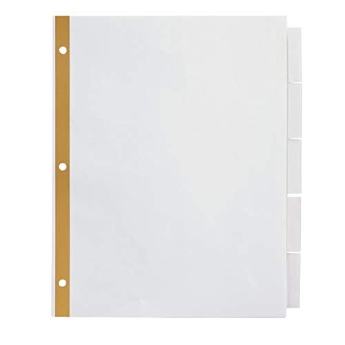 Office Depot Insertable Dividers With Big Tabs- White- Clear Tabs- 5-Tab- OD14790