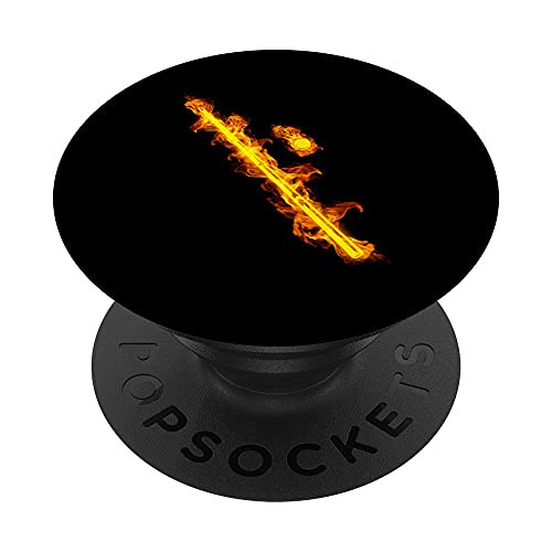 Fire Billiard Ball And Stick Flaming Pool Billiard Player PopSockets Swappable PopGrip