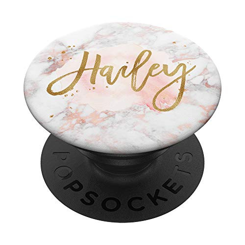 Hailey First Name on Rose Pink Marble PopSockets PopGrip: Swappable Grip for Phones  and  Tablets