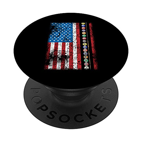 Funny Billiards Pool Hall Snooker Vintage American Flag USA PopSockets Swappable PopGrip