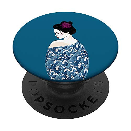 Geisha in Waves PopSockets PopGrip: Swappable Grip for Phones  and  Tablets