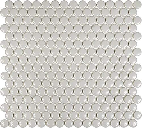 4" x 6" Sample Swatch of 3/4 Inch Gray Glazed Porcelain Penny Round Mosaic Tiles