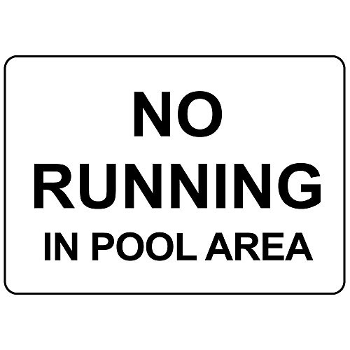 Aluminum Horizontal Metal Sign Multiple Sizes No Running in Pool Area Black Swimming with Border Weatherproof Street Signage 10x7Inches