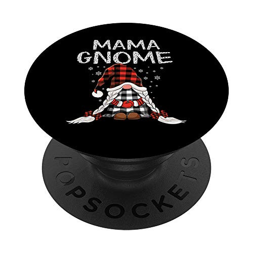 Cute Mama Gnomes check red Plaid pattern Christmas Gnome PopSockets Swappable PopGrip