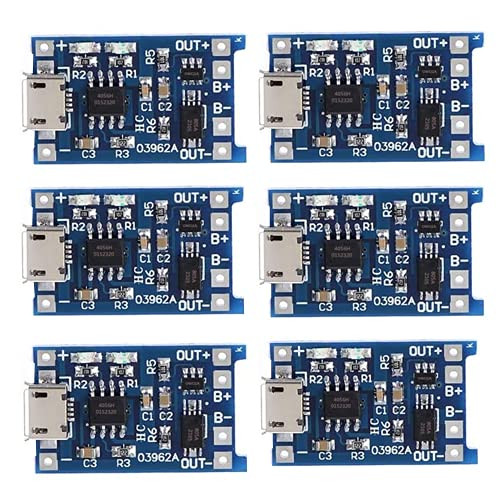 5V Micro USB 1A Charging Board TP4056 Lithium Battery Charging Module- with Protective Charger for 18650 -6pcs-