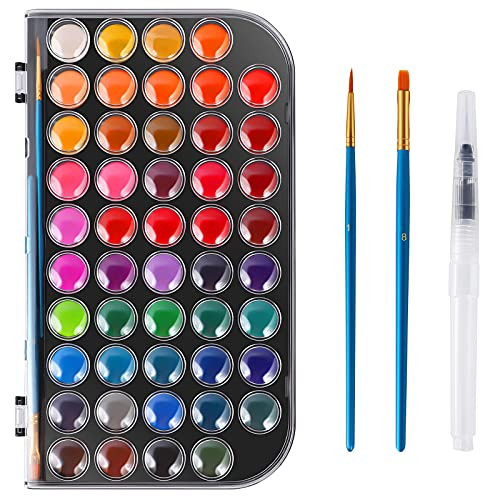 Watercolor Paint Set- 48 Colors Non-toxic Watercolor Paint with a Brush Refillable a Water Brush Pen and Palette- Washable Water Color Paints Sets for Kids Adults Artists Children Students Beginner Watercolor Paint Set- 48 Colors Non-toxic Watercolor Paint with a Brush Refillable a Water Brush Pen and Palette- Washable Water Color Paints Sets for Kids Adults Artists Children Students Beginner