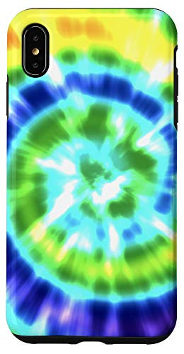 iPhone XS Max Tie Dye Retro Rainbow Swirl Pattern Paint Case