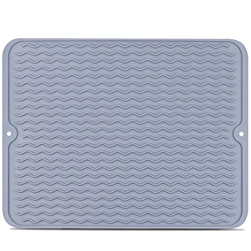 Silicone Dish Drying Mats- BEAUTLOHAS. Drying Mat for Kitchen Counter- 16x12 inches Dish Mat- Easy Clean Heat Resistant Mat- Dishwasher Safe- Eco-Friendly -Grey- Silicone Dish Drying Mats- BEAUTLOHAS. Drying Mat for Kitchen Counter- 16x12 inches Dish Mat- Easy Clean Heat Resistant Mat- Dishwasher Safe- Eco-Friendly -Grey-