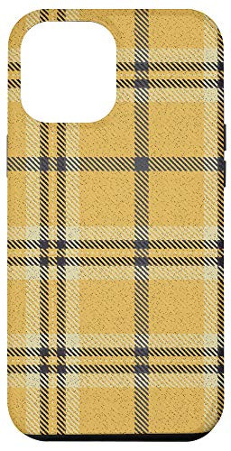 iPhone 12 Pro Max Classic Golden  and  Gray Plaid Buffalo Gingham Check Pattern Case
