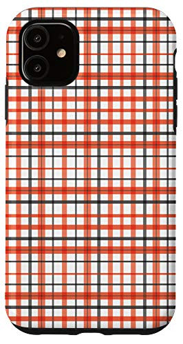 iPhone 11 Red and White Buffalo Classic Plaid Check Pattern Tartan Case