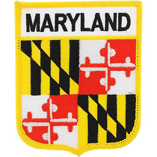 Maryland State Flag Shield Embroidered Patch- with Iron-On Adhesive