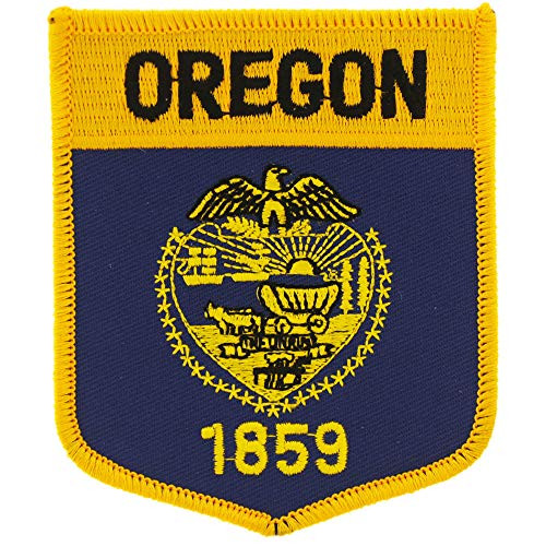 Oregon State Flag Shield Embroidered Patch- with Iron-On Adhesive