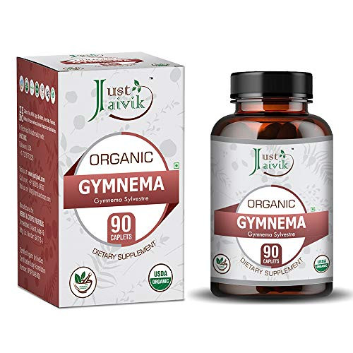 Just Jaivik Organic Gymnema -Gymnema Sylvestre- / Gurmar Tablets As Dietary Supplements - 750mg -90 Tablets- - for Healthy Blood Sugar Levels  and  Diabetes - Metabolic Wellness