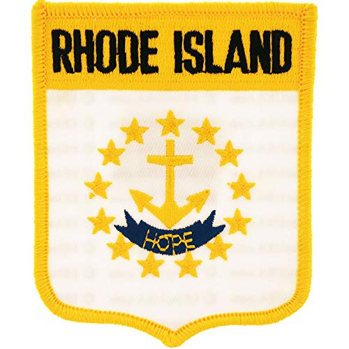 Rhode Island State Flag Shield Embroidered Patch- with Iron-On Adhesive