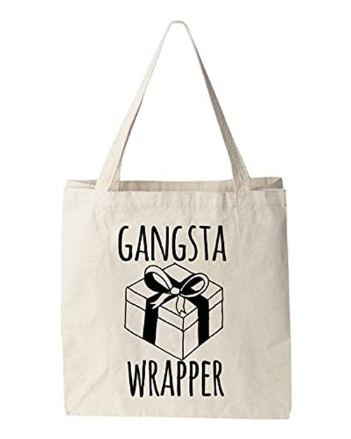 Funny Holiday Tote Bag- Gangsta Wrapper- Screen Printed- Canvas Tote Bag Funny Holiday Tote Bag- Gangsta Wrapper- Screen Printed- Canvas Tote Bag