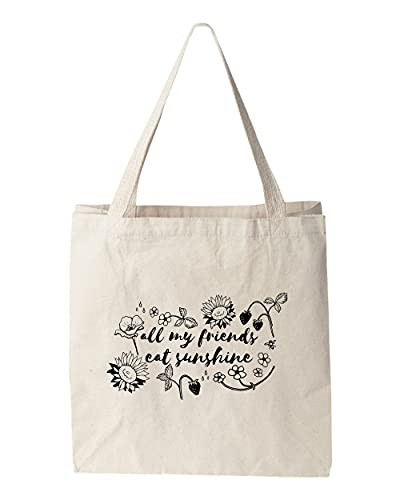All My Friends Eat Sunshine- Funny Tote Bag- Screen Printed- Canvas Tote Bag