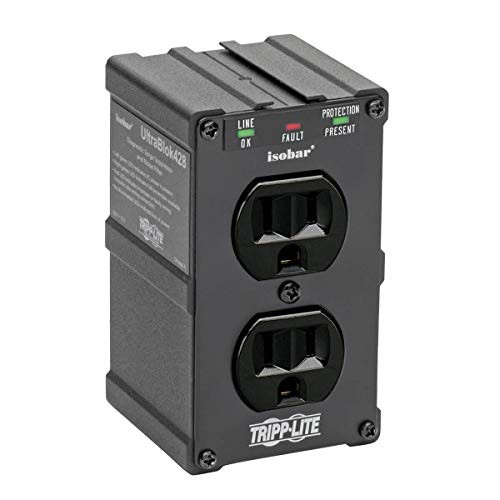 Tripp Lite Isobar 2 Outlet Surge Protector Power Strip, Direct Plug In, Black, Metal, Lifetime Limited Warranty & $10,000 INSURANCE (ULTRABLOK) Tripp Lite Isobar 2 Outlet Surge Protector Power Strip, Direct Plug In, Black, Metal, Lifetime Limited Warranty & $10,000 INSURANCE (ULTRABLOK)