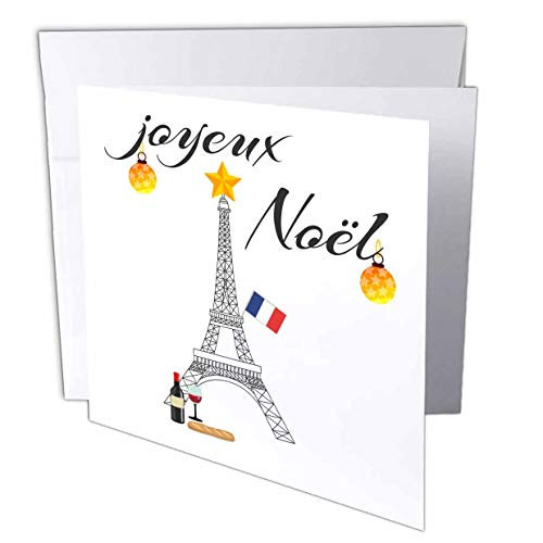 3dRose Christmas French Eiffel Tower Joyeux Noel - Greeting Card- 6 by 6-inch -gc-280625-5-