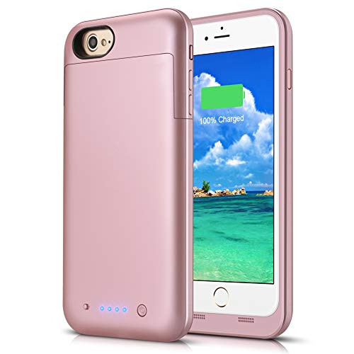 LCLEBM Battery Case for iPhone 6 Plus/6s Plus, 6800mAh Portable Protective Charger Case Compatible with iPhone 6s Plus/6 Plus(5.5 inch) Rechargeable Power Bank Extended Battery Charging Case-Rose Gold