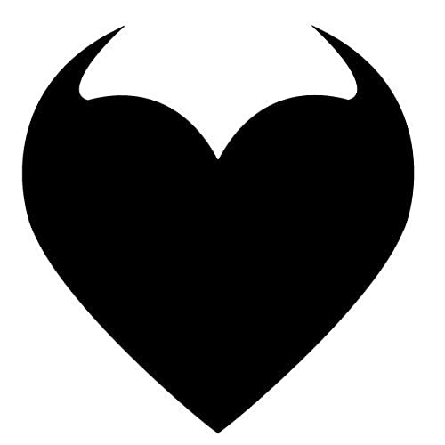 Horned Heart Vinyl Sticker Decals for Car Bumper Sticker Window Laptop Sticker Tablet Phone -Black- 12-inches-