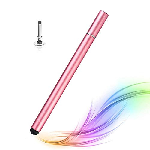 MysReal Stylus Pens for Touch Screens- High Sensitivity 2 in 1 Disc Fiber Mesh Tip Stylus- Writing and Drawing Capacitive Stylus Fine Point Compatible with Chromebook- Ipad- Tablet- iPhone -Pink-