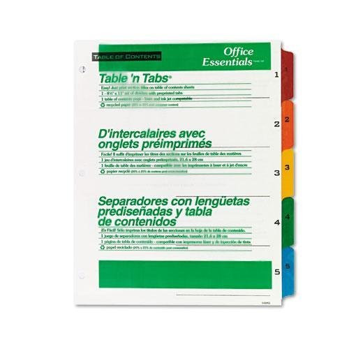 Avery 11667 Office Essentials Table N Tabs Dividers- Five Multicolor Tabs- 1-5- Letter- Set