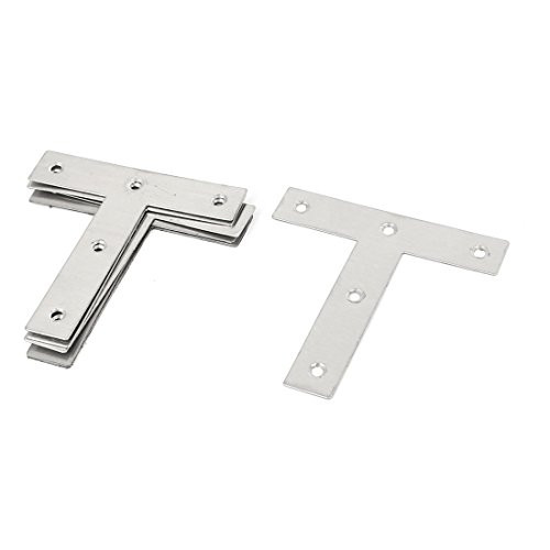 Aexit 80mm x Shelf Brackets  and  Supports 80mm x 1mm T Shaped Corner Brace Angle Brackets Support Fasteners Brackets 5 Pcs
