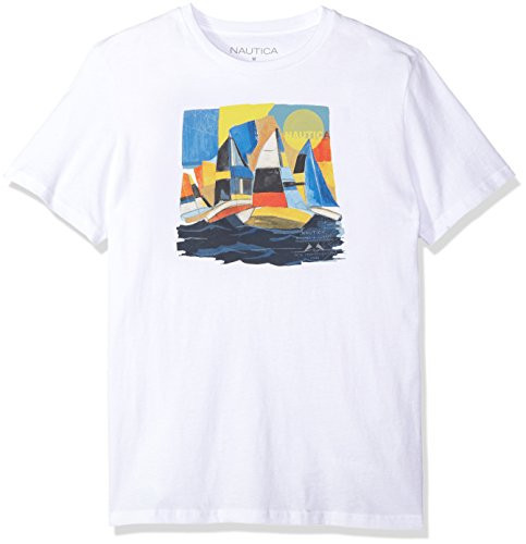 Nautica Men's Short Sleeve Signature Graphic Crewneck T-Shirt, Bright White X-Large
