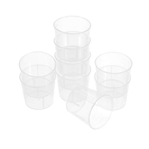 Exceart 20pcs 30ml Plastic Measuring Cups with Scale Clear Graduated Cups for Mixing Paint Stain Epoxy Resin Lab Liquid Container