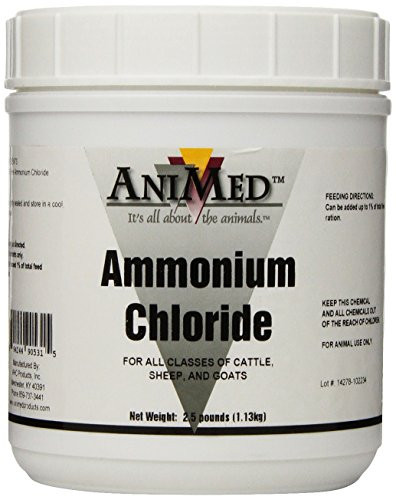 AniMed Powder 99.9-Percent Ammonium Chloride for Horses Dogs Cats Cows Sheep and Goats- 2.5-Pound