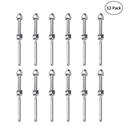 Cable Railing Swage Threaded Stud, Oneup Stainless T316 Marine Grade Tension End Fitting Terminal for 3/6" Cable Deck Railing Hand Swage