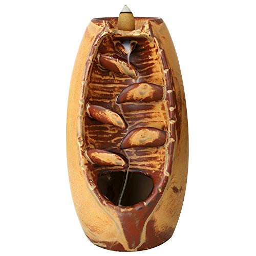 Yhauto Backflow Incense Holder,Incense Burner Vase Waterfall Handmade with 10 pcs Cones Chinese Ceramic Incense Censer for Home Decor