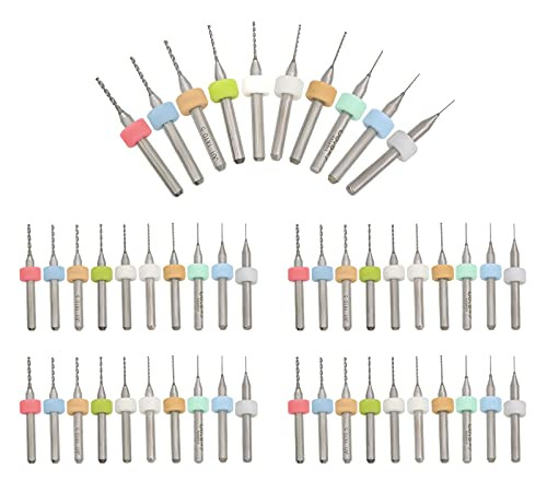 PCB Drill Bits Set- Micro Drill Bits Set- 50pcs PCB Drill Bit Set Spiral Flute Carbide 0.3mm-1.2mm Drill Bits for Dremel Print Circuit Board Jewelry CNC Engraving -5PCS Each- by BOOTOP