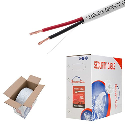 Bulk 22/2 Stranded Conductor Alarm Cable 500ft Fire/Security Burglar Station Wire Security (Unshielded), 22/2, Solid, 500ft)