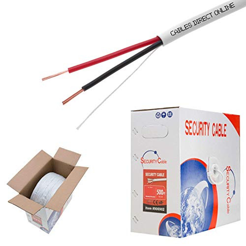 Bulk 22/2 Solid Conductor Alarm Cable 500ft Fire/Security Burglar Station Wire Security (Unshielded), 22/2, Solid, 500ft)