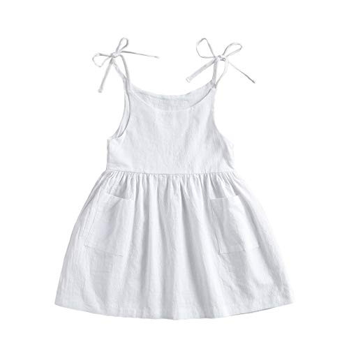 AvoDovA Little Baby Girl Cotton Sleeveless Tunic Dress Swing Casual Sundress Party Princess Dresses -Cute White- 5 Years- 5-Years- AvoDovA Little Baby Girl Cotton Sleeveless Tunic Dress Swing Casual Sundress Party Princess Dresses -Cute White- 5 Years- 5-Years-
