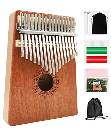 Tegik Kalimba 17 Keys Thumb Piano- Portable Mbira Sanza Finger Piano- Musical Instruments and Gifts for Kids and Adults Beginners- with Tune Hammer and Study Instruction -Wood-