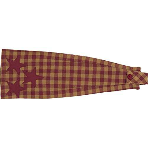 VHC Brands Primitive Tabletop Cody Fabric Loop Cotton Appliqued Star Kitchen Towel- King- Burgundy Red VHC Brands Primitive Tabletop Cody Fabric Loop Cotton Appliqued Star Kitchen Towel- King- Burgundy Red