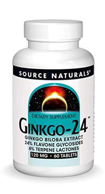 Source Naturals Ginkgo-24 - Ginkgo Biloba Extract 120 mg Supports Mental Acuity - 60 Tablets Source Naturals Ginkgo-24 - Ginkgo Biloba Extract 120 mg Supports Mental Acuity - 60 Tablets