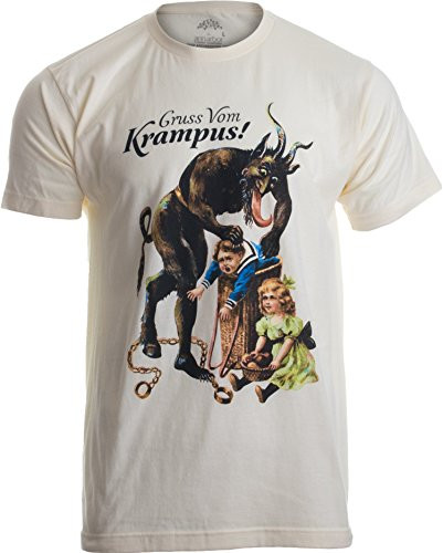 Gruss Vom Krampus - -Greetings from- Germanic Christmas Demon Unisex T-Shirt--Adult-2XL- Tan