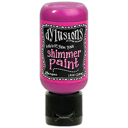 Bubblegum Pink - Dylusions Shimmer Acrylic Paint 1oz Flip Top Bottle