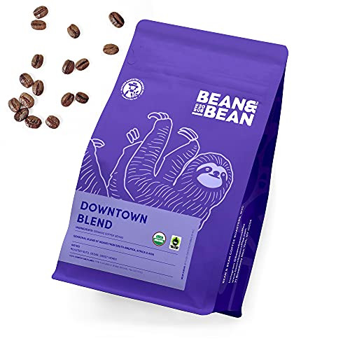 Bean  and  Bean Downtown Blend Organic Coffee Beans  Medium Roast Coffee Blend  Creamy- Clean and Smooth Fair Trade Whole Bean Coffee  Ideal Espresso Coffee Beans- 12oz