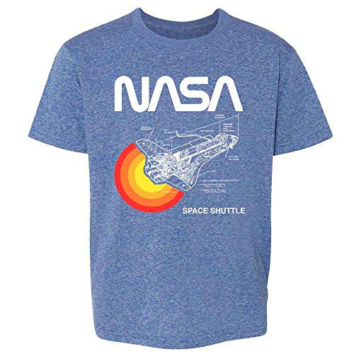 Pop Threads Space Shuttle Diagram NASA Approved Heather Royal Blue 2T Toddler Kids Girl Boy T-Shirt
