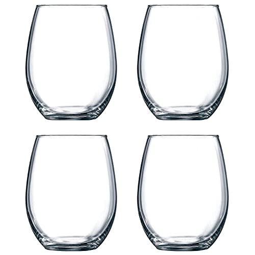 Stemless Wine Glasses Set of 4 - 20 oz Capacity - For Red Wine- White Wine- Mixed Drinks