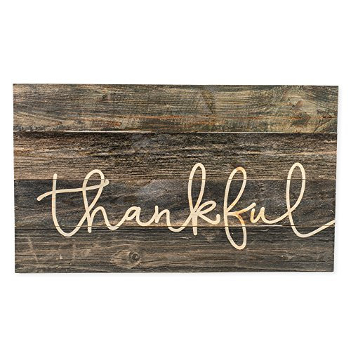 P. Graham Dunn Thankful Grey Distressed 24 x 14 Inch Pine Wood Pallet Decorative Hanging Wall Plaque